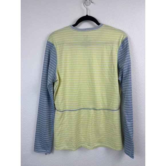 Patagonia women's XL yellow grey striped capilene 3 mid weight long sleeve top - Picture 7 of 7